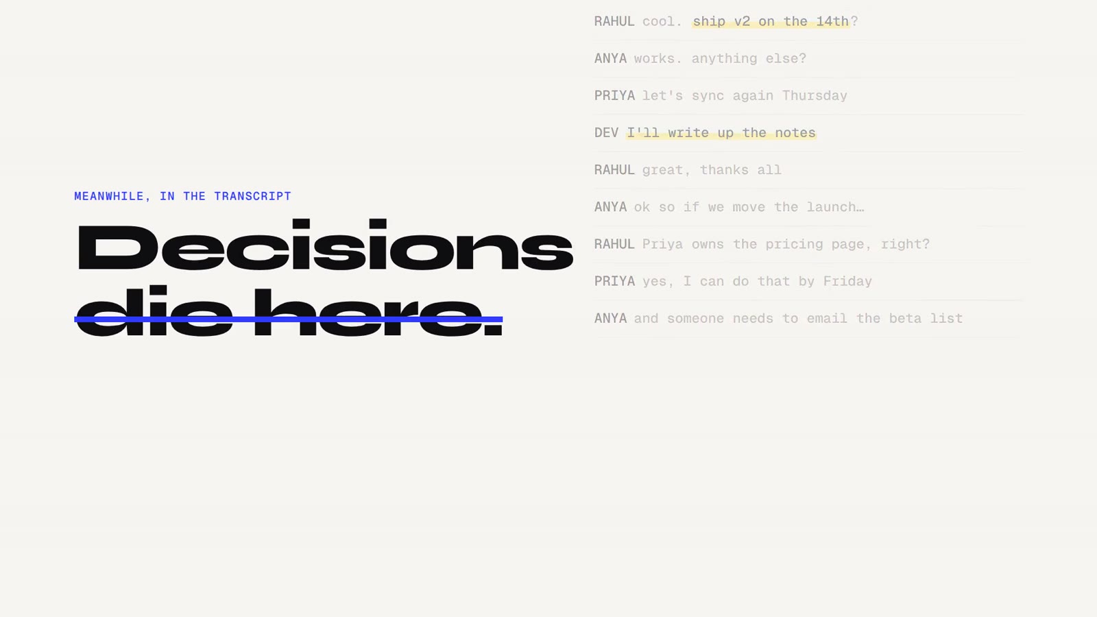 Problem: highlighted decisions scroll away