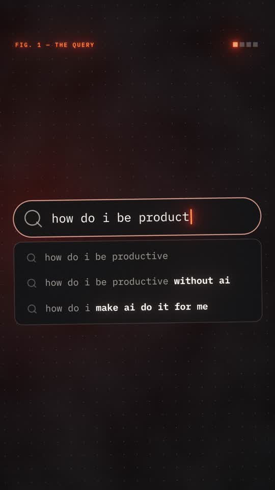 The query: autocomplete drifting to “stop asking ai”